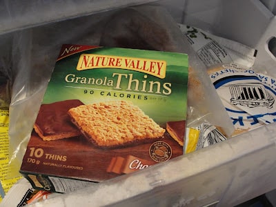 Nature Valley Granola Thins in freezer