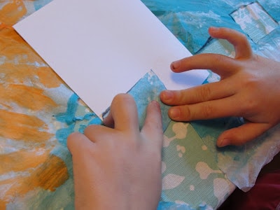 glue tissue paper on card