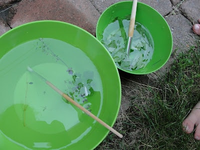 bowls filled with water for play