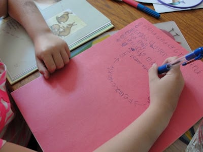 kid writing answers about rabbits