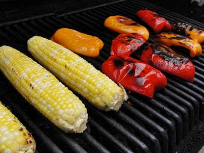 corn and peppers on the bbq