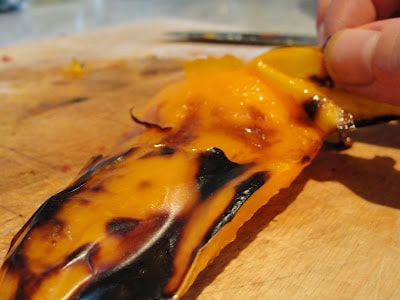 peeling roasted peppers