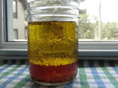 potato salad dressing in a mason jar