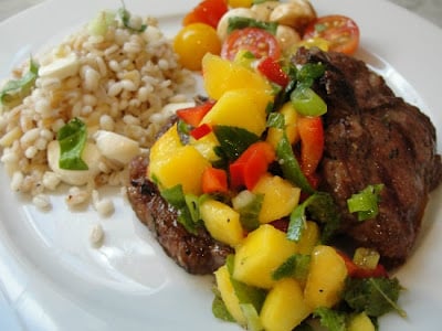 lamb chops with peach salsa