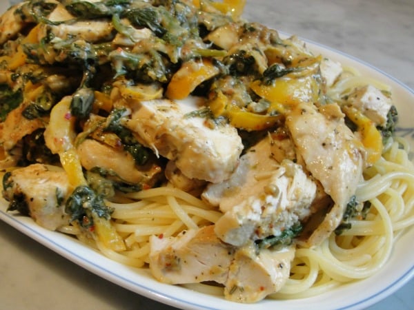 tuscan chicken over pasta