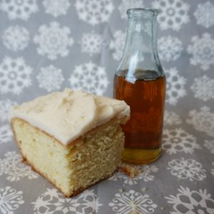 maple syrup cake with maple syrup frosting with maple syrup jar