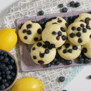 lemon blueberry pancake muffins overhead