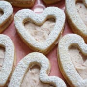 raspberry frosting sandwich cookies