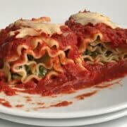 meatless lasagna rolls on plate