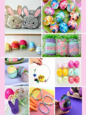 collage of easter crafts for teens to make - easter bunnies, easter eggs, and more