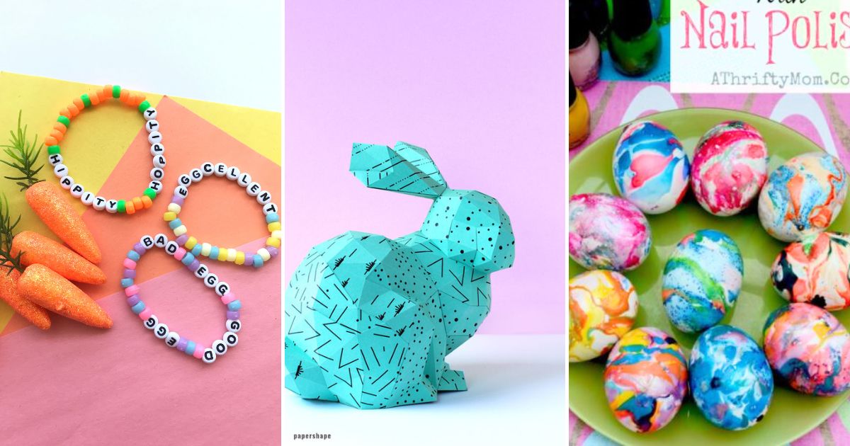 easter friendship bracelet, easter bunny paper craft, nail polish easter eggs