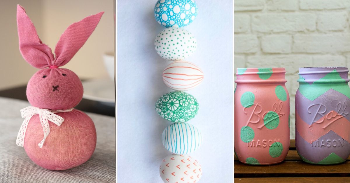 no sew easter bunny, marker easter eggs, easter egg jars