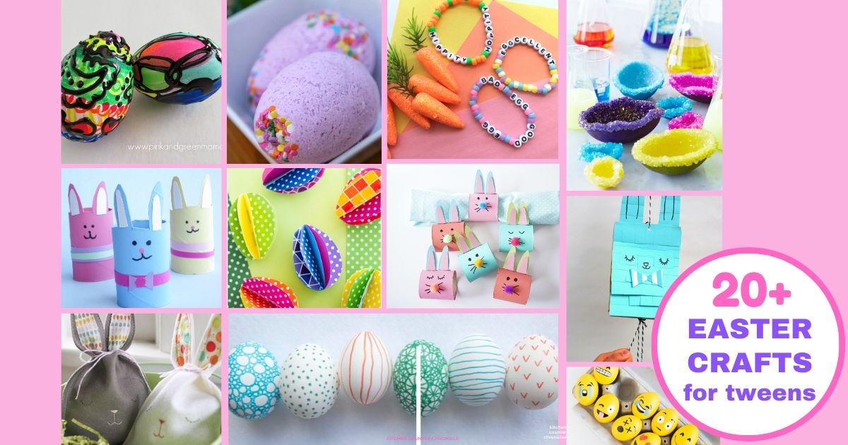 collage of easter crafts for tweens and teens to make social image