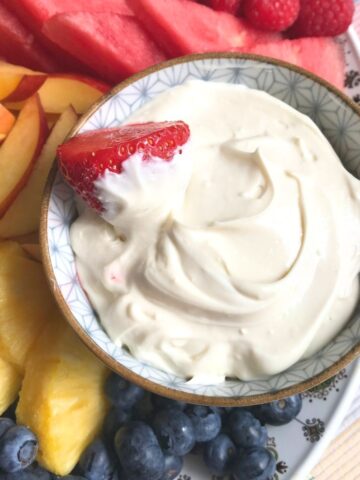 close up of easy healthy dip for fruit for home image