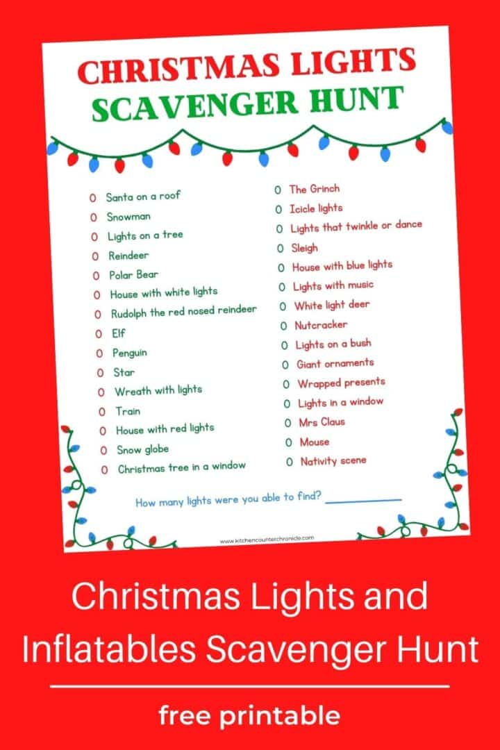 Christmas Light Scavenger Hunt with Inflatables Too!