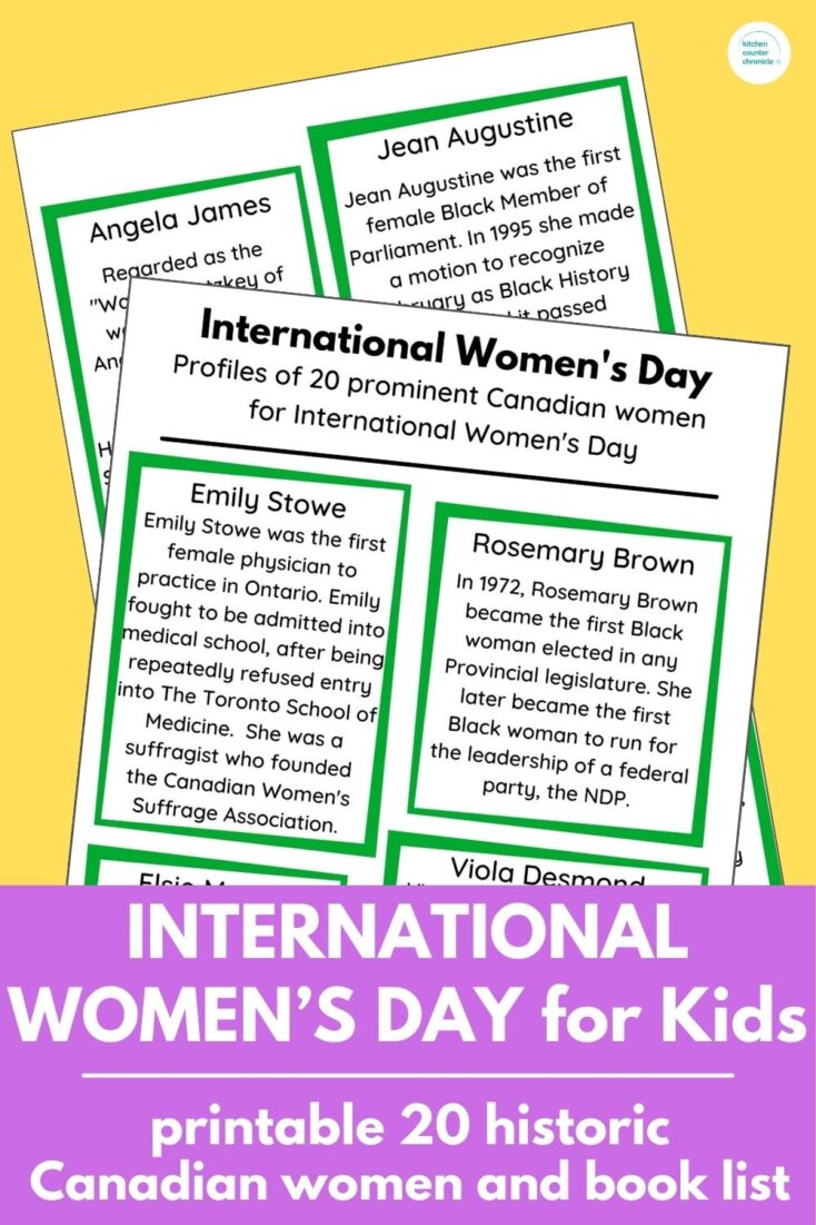 printable international women's day activity with fact sheets about 20 amazing canadian women