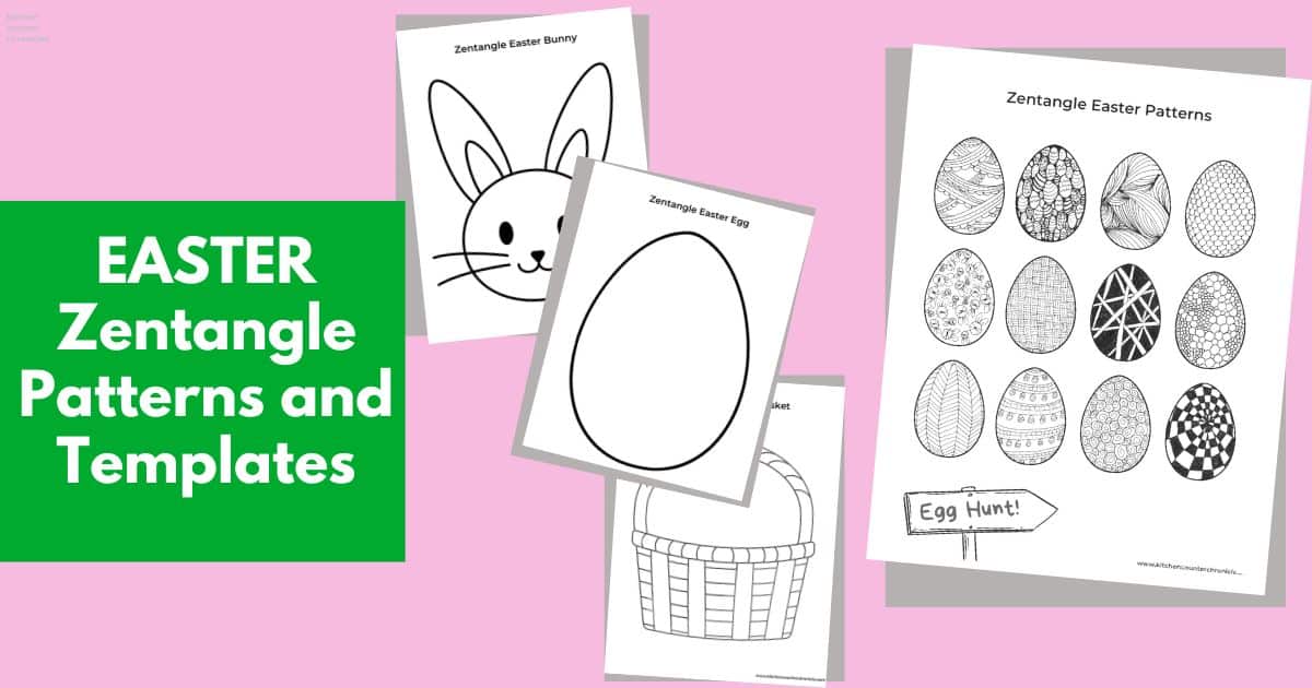 easy easter zentangle patterns and blank easter templates. easter bunny, easter egg, and easter basket