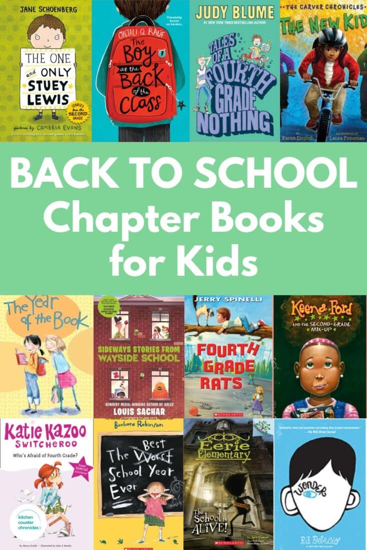 collage of back to school chapter books covers for kids