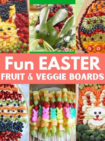 featured image collage of easter veggie platter and easter fruit platter ideas