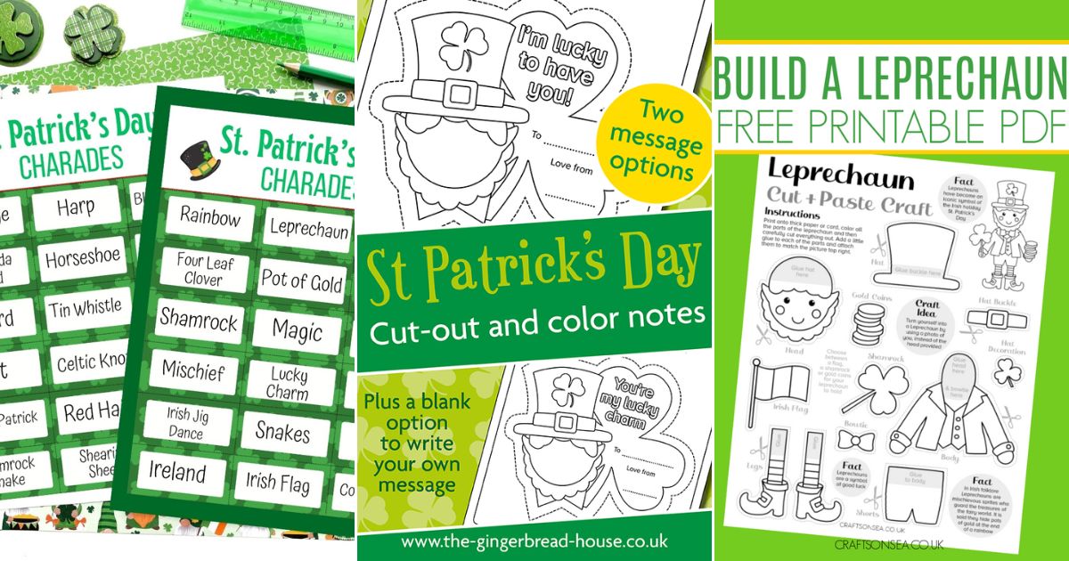 st patrick's day charades printable, st patricks notes, printable leprechaun