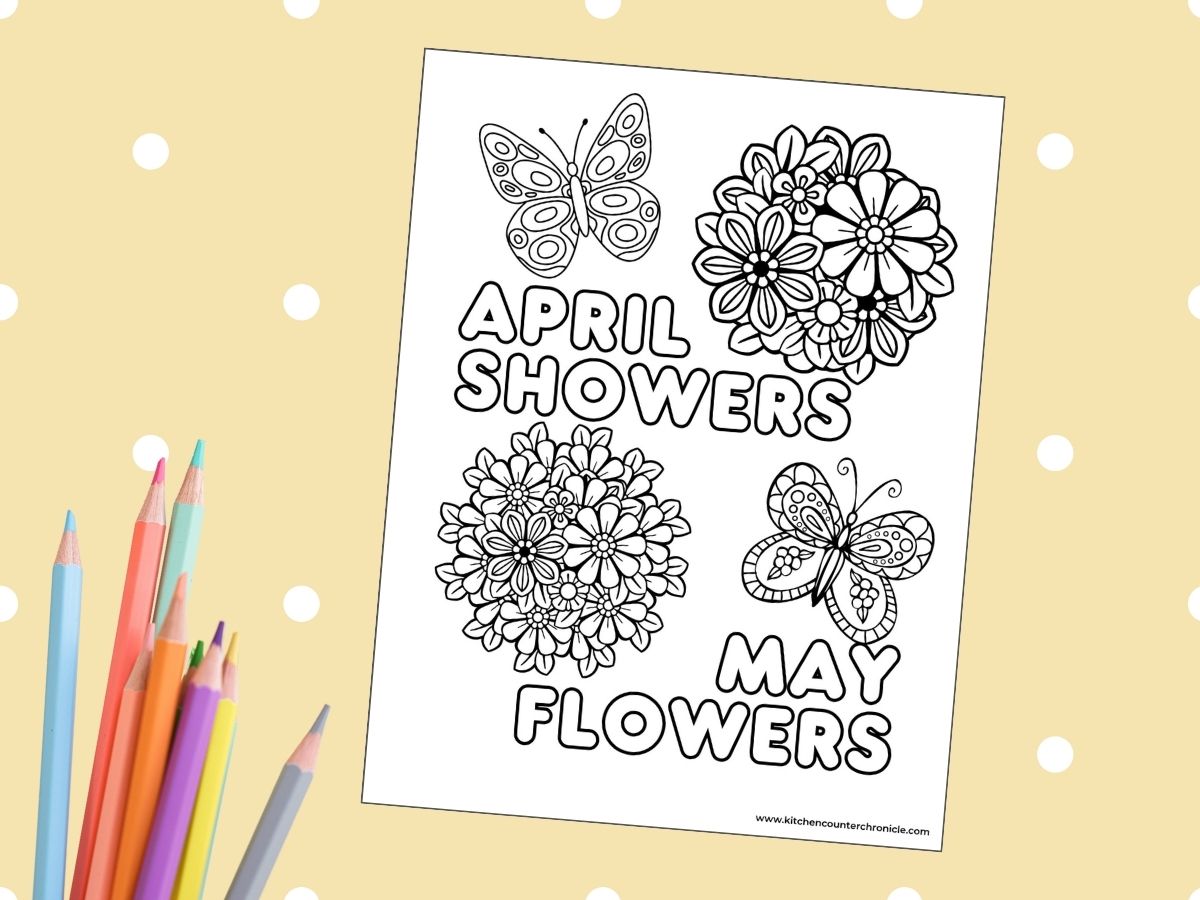 april showers spring coloring page for tweens