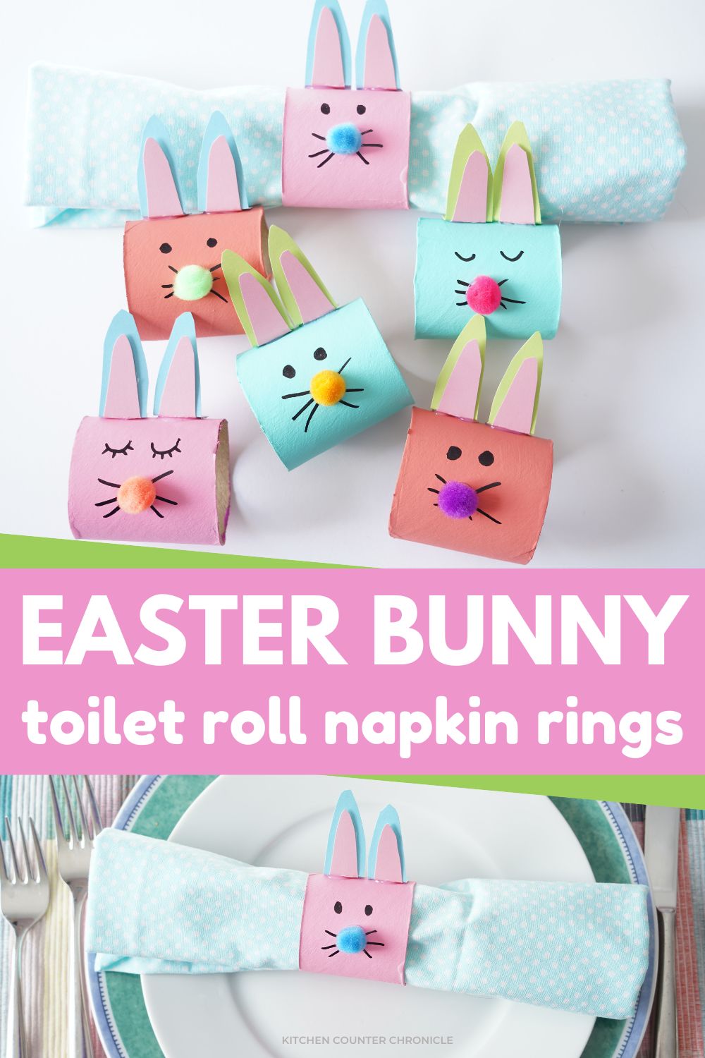 diy easter bunny toilet paper roll napkin rings craft for kids